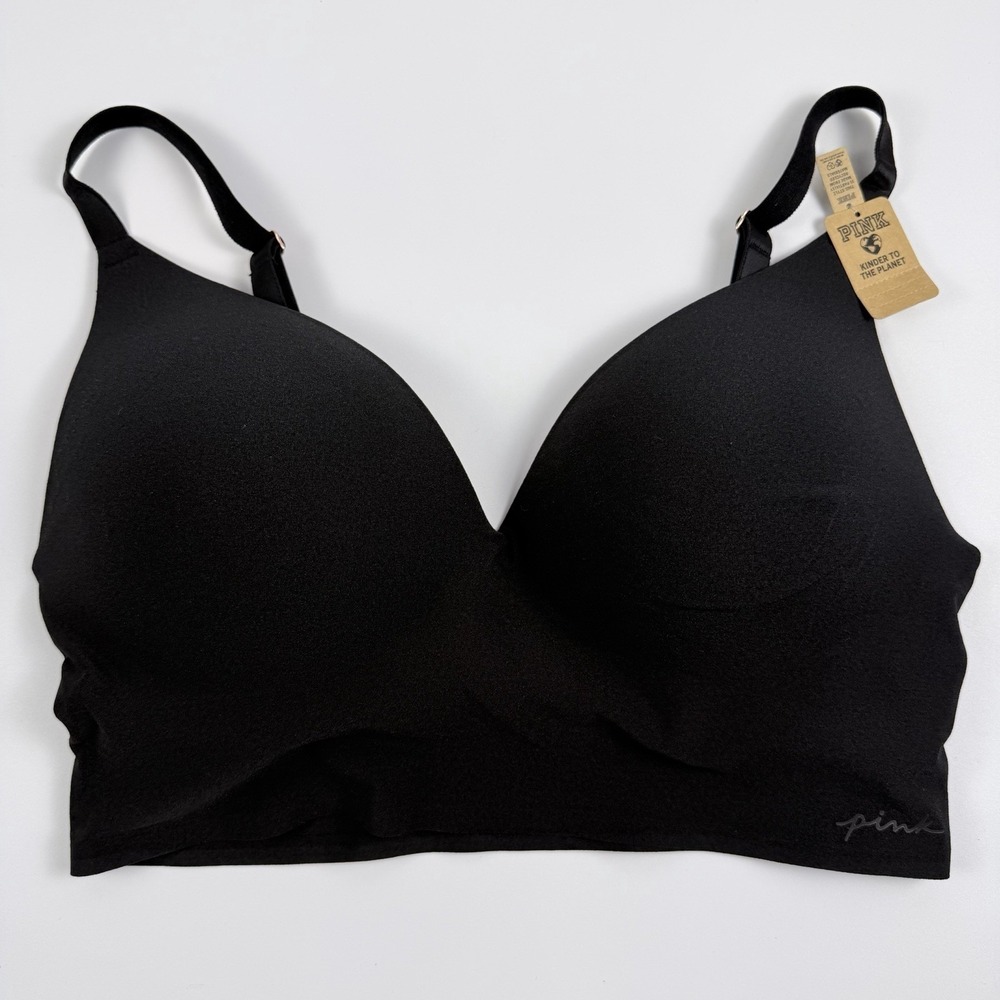 Victoria's Secret PINK Loungin Wireless Push Up Longline Black Bra L NWT